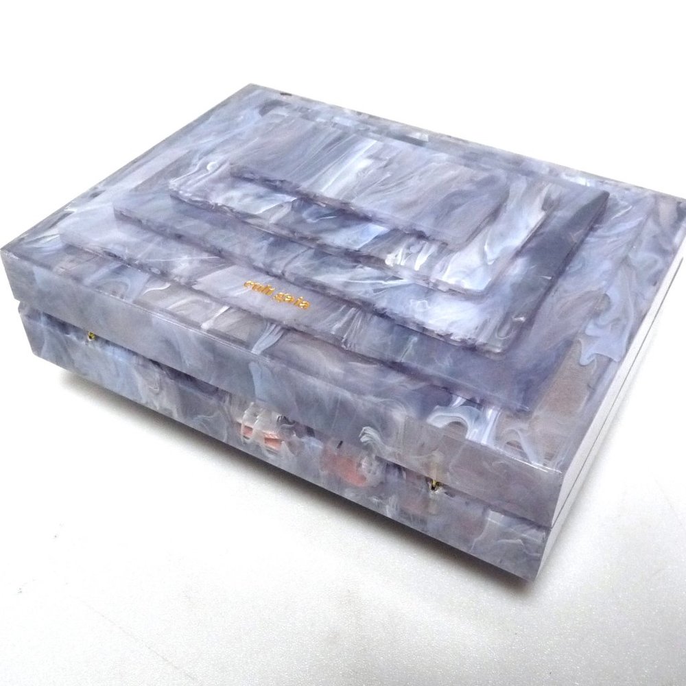 CULT GAIA WOMENS LOGAN MARBLED ACRYLIC CLUTCH IN PURPLE
